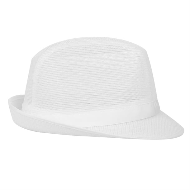 Trilby Hat with Net Snood White p_a653