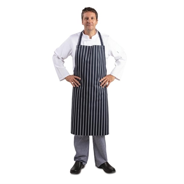 Whites XL Butchers Stripe Bib Apron Blue/White a662
