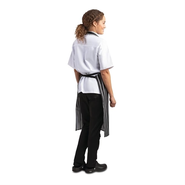 Whites Butchers Stripe Bib Apron Black/White a935