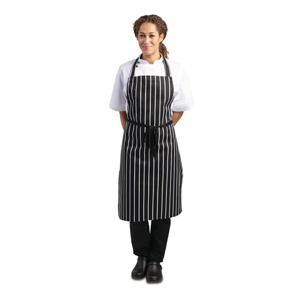 Whites Butchers Stripe Bib Apron Black/White a935