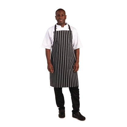 Whites Butchers Stripe Bib Apron Black/White a935