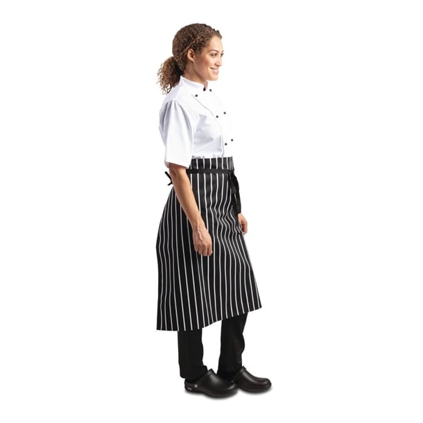 Whites Butchers Stripe Bistro Apron Black/White a938