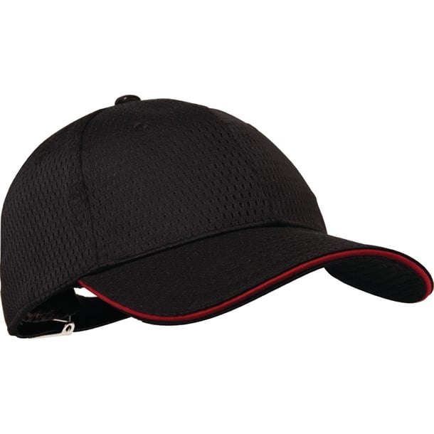 Chef Works Cool Vent Baseball Cap Black with Red a945