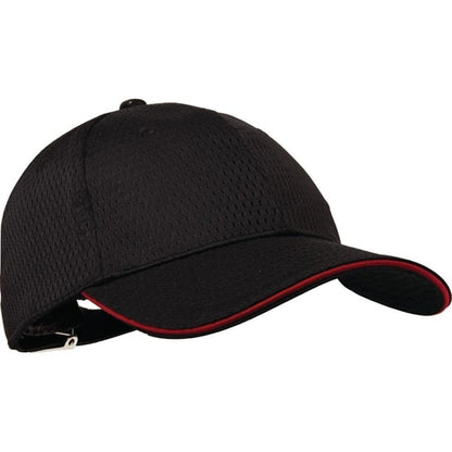 Chef Works Cool Vent Baseball Cap Black with Red a945