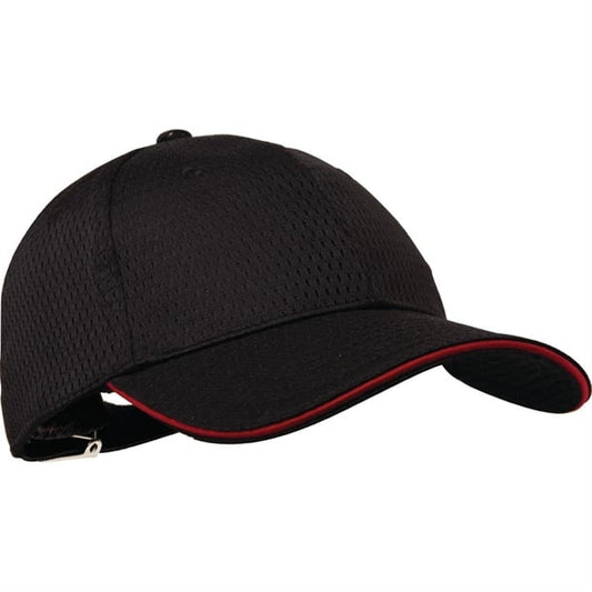 Chef Works Cool Vent Baseball Cap Black with Red a945
