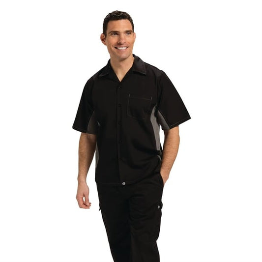 Chef Works Unisex Contrast Shirt Black and Grey p_a948