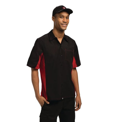 Colour by Chef Works Unisex Contrast Shirt Black and Red p_a952