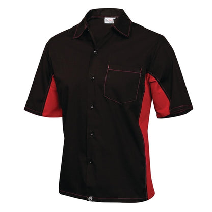 Colour by Chef Works Unisex Contrast Shirt Black and Red p_a952