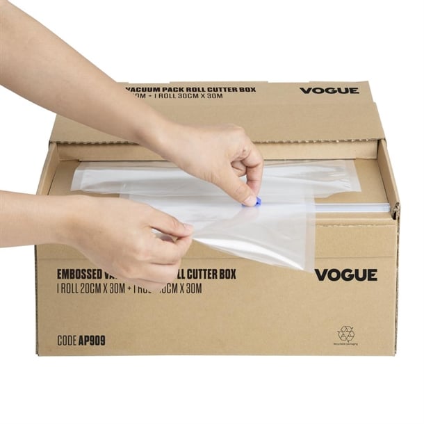 Vogue Vacuum Pack Roll with Cutter Box (Embossed) 200mm & 300mm Twin Pack ap909