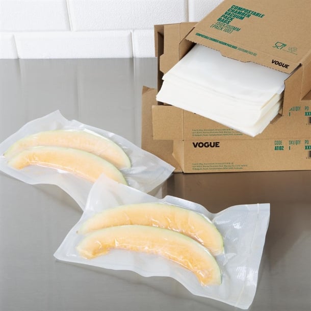 Vogue Compostable Embossed Vacuum Sealer Bags 150x350mm (50 Pack) at104