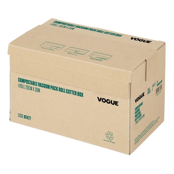 Vogue Compostable Vacuum Pack Roll Cutter Box 20cm x 30m at477