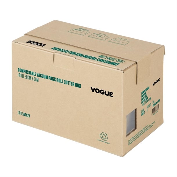 Vogue Compostable Vacuum Pack Roll Cutter Box 20cm x 30m at477