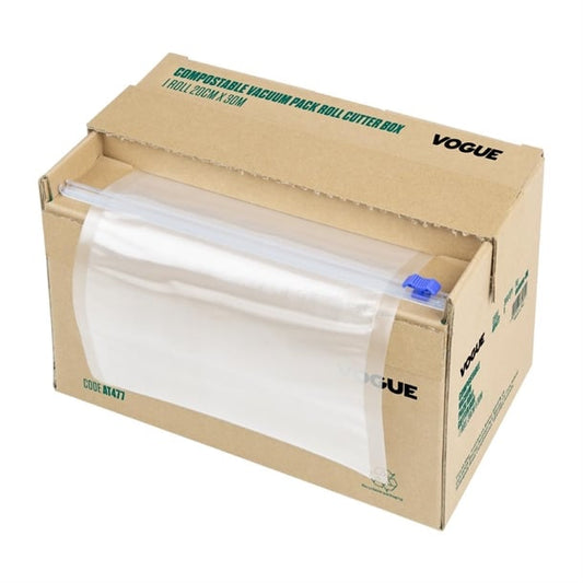 Vogue Compostable Vacuum Pack Roll Cutter Box 20cm x 30m at477
