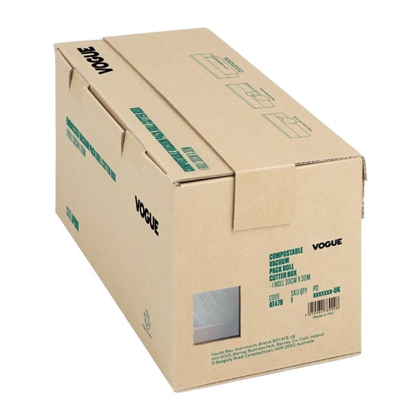 Vogue Compostable Vacuum Pack Roll Cutter Box 30cm x 30m at478