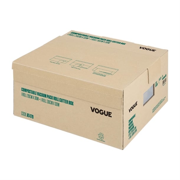 Vogue Compostable Vacuum Pack Roll Cutter Box 200mm & 300mm Twin Pack at479