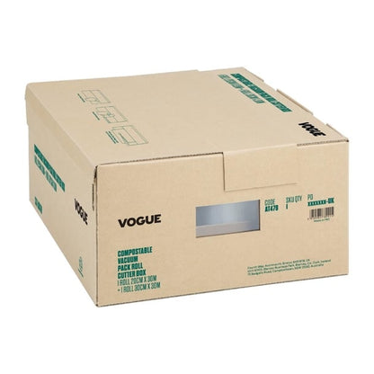 Vogue Compostable Vacuum Pack Roll Cutter Box 200mm & 300mm Twin Pack at479