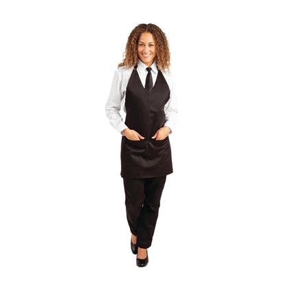Whites V Neck Service Bib Apron Black b128