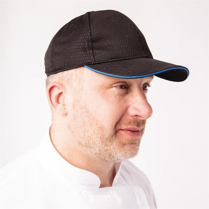 Chef Works Cool Vent Baseball Cap Black with Blue b171