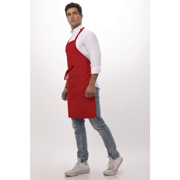 Chef Works Bib Apron Red b196