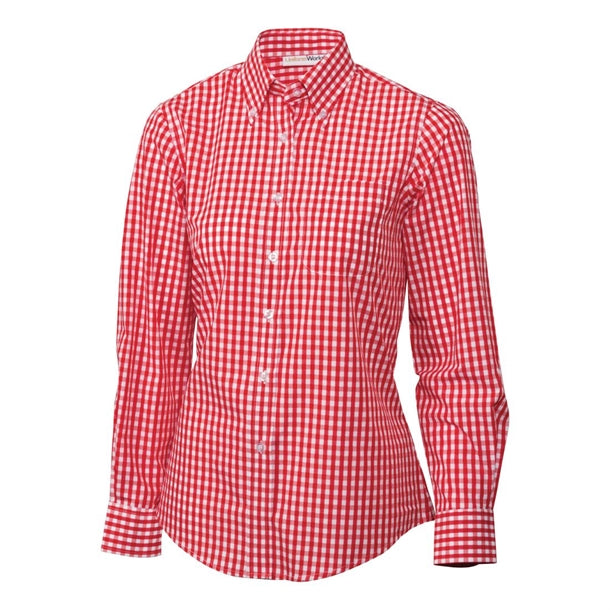 Chef Works Womens Gingham Shirt Red p_b216