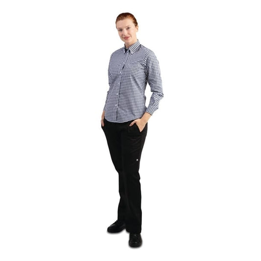 Chef Works Womens Gingham Shirt Black p_b217