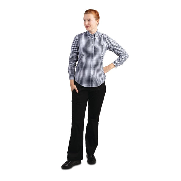 Chef Works Womens Gingham Shirt Black p_b217