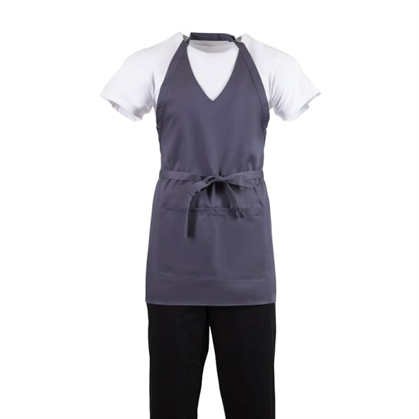 Whites V Neck Service Bib Apron Charcoal b422