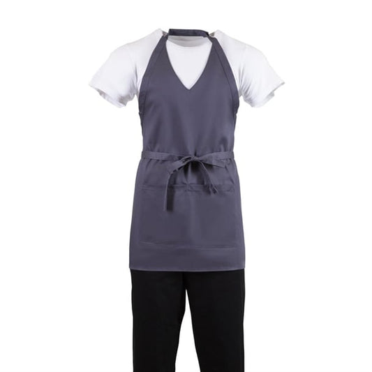 Whites V Neck Service Bib Apron Charcoal b422