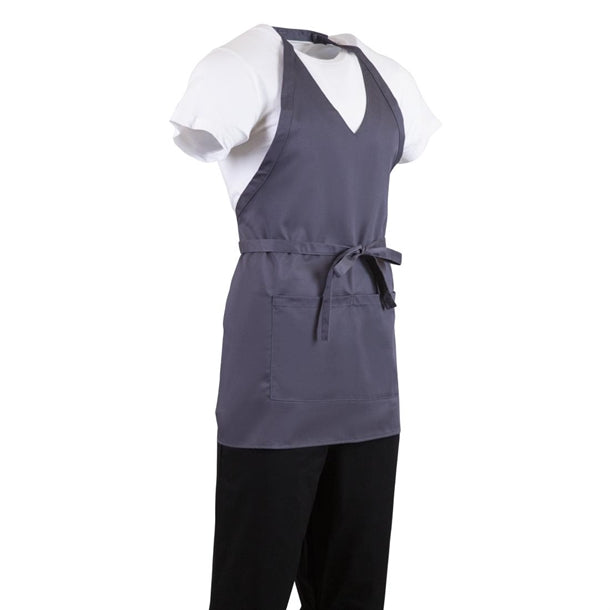 Whites V Neck Service Bib Apron Charcoal b422