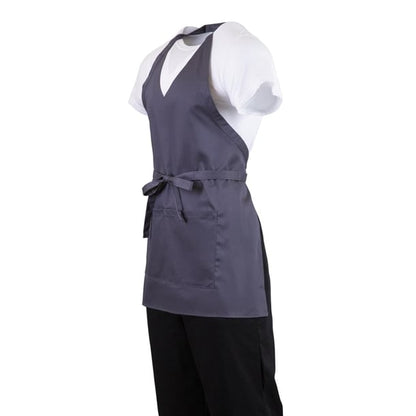 Whites V Neck Service Bib Apron Charcoal b422