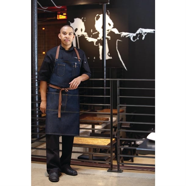Chef Works Urban Memphis Bib Apron Indigo b721