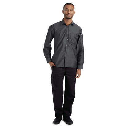 Chef Works Urban Detroit Long Sleeve Denim Shirt Black p_b775