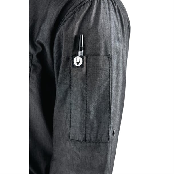 Chef Works Urban Detroit Long Sleeve Denim Shirt Black p_b775