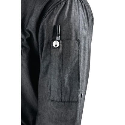 Chef Works Urban Detroit Long Sleeve Denim Shirt Black p_b775