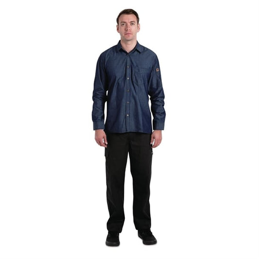 Chef Works Urban Detroit Long Sleeve Denim Shirt Blue p_b776