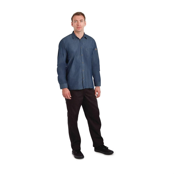 Chef Works Urban Detroit Long Sleeve Denim Shirt Blue p_b776