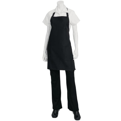 Chef Works Two Pocket Bib Apron Black b780