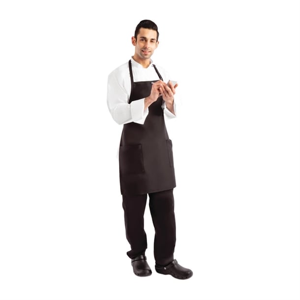 Chef Works Two Pocket Bib Apron Black b780