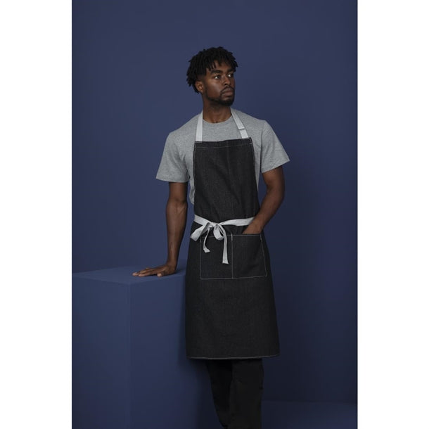 Southside Denim Bib Apron Black b981