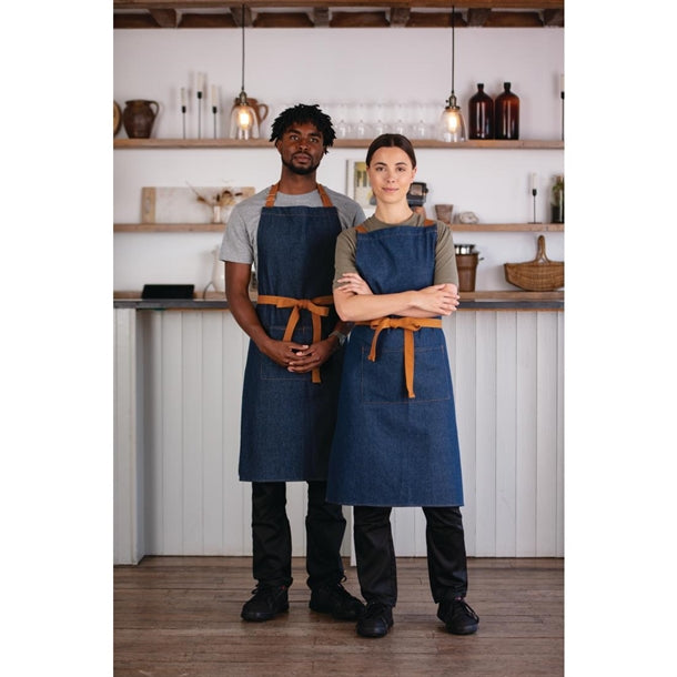Southside Denim Cross-Back Bib Apron Blue b984