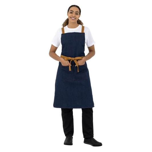 Southside Denim Cross-Back Bib Apron Blue b984