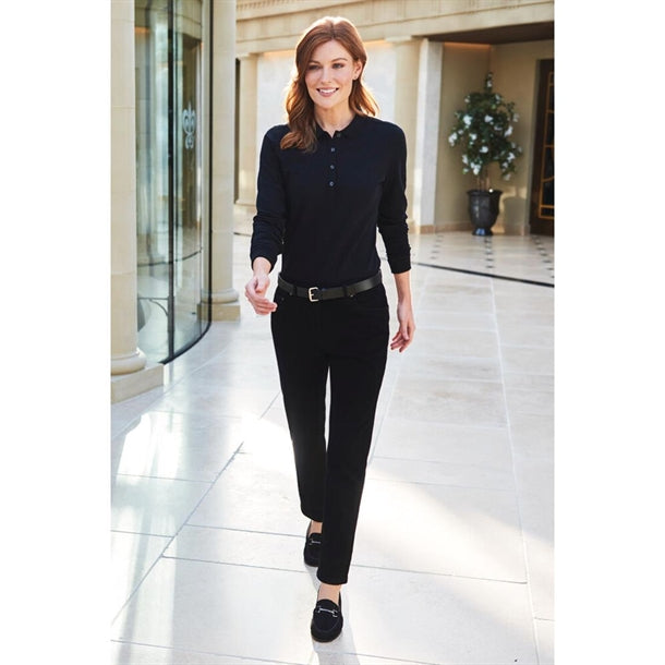 Brook Taverner Anna Women's Black Long Sleeve Polo p_ba009