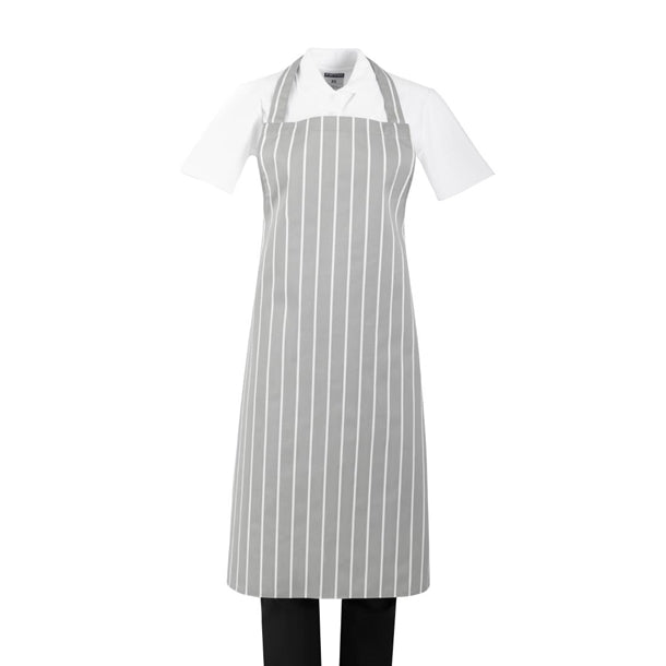 Whites Butchers Stripe Bib Apron Grey/White ba111