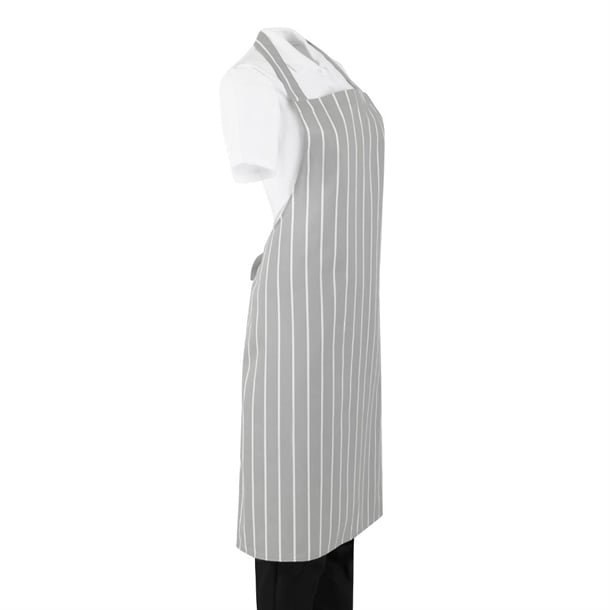 Whites Butchers Stripe Bib Apron Grey/White ba111