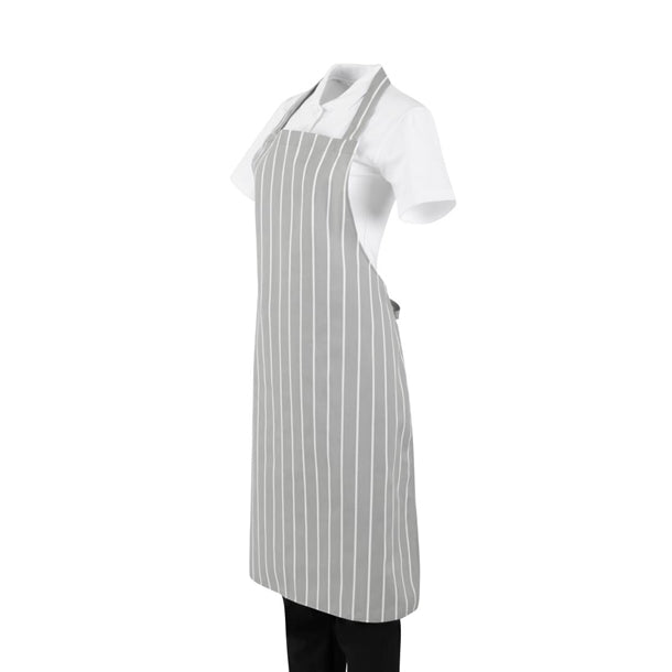 Whites Butchers Stripe Bib Apron Grey/White ba111