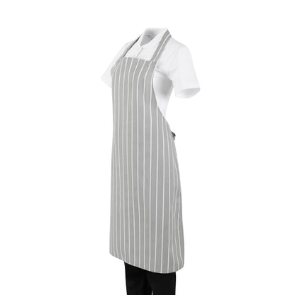 Whites Butchers Stripe Bib Apron Grey/White ba111