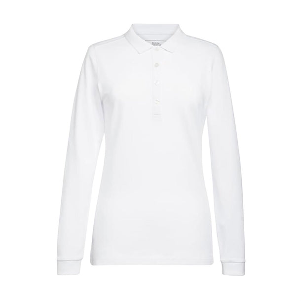 Brook Taverner Anna Women's White Long Sleeve Polo p_ba141