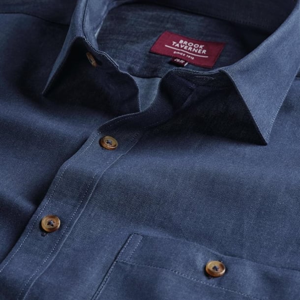 Brook Taverner Mens Jasper Long Sleeve Chambray Shirt p_ba145