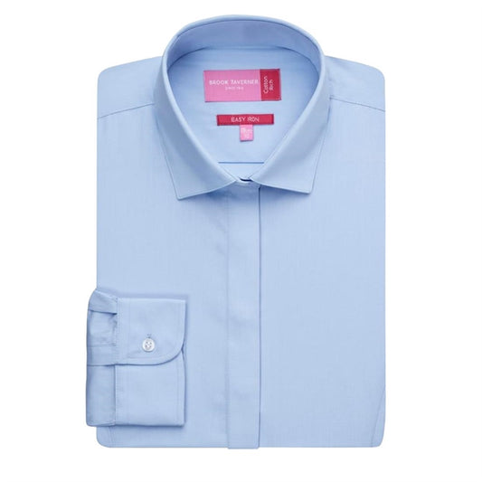 Brook Taverner Ladies Long Sleeve Blue Parma Shirt p_ba147