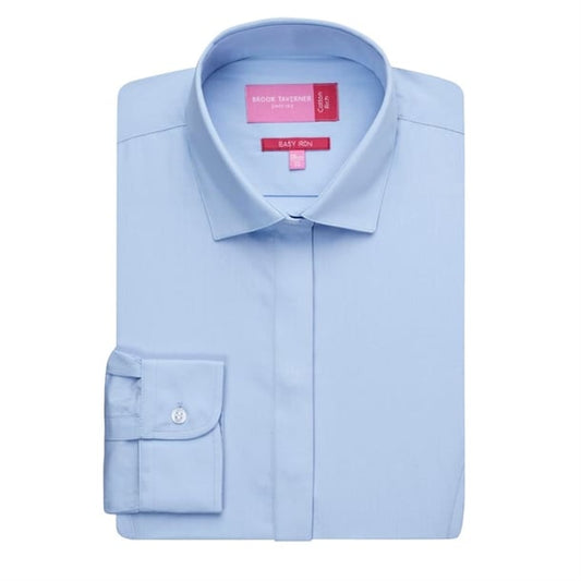 Brook Taverner Ladies Long Sleeve Blue Parma Shirt p_ba147
